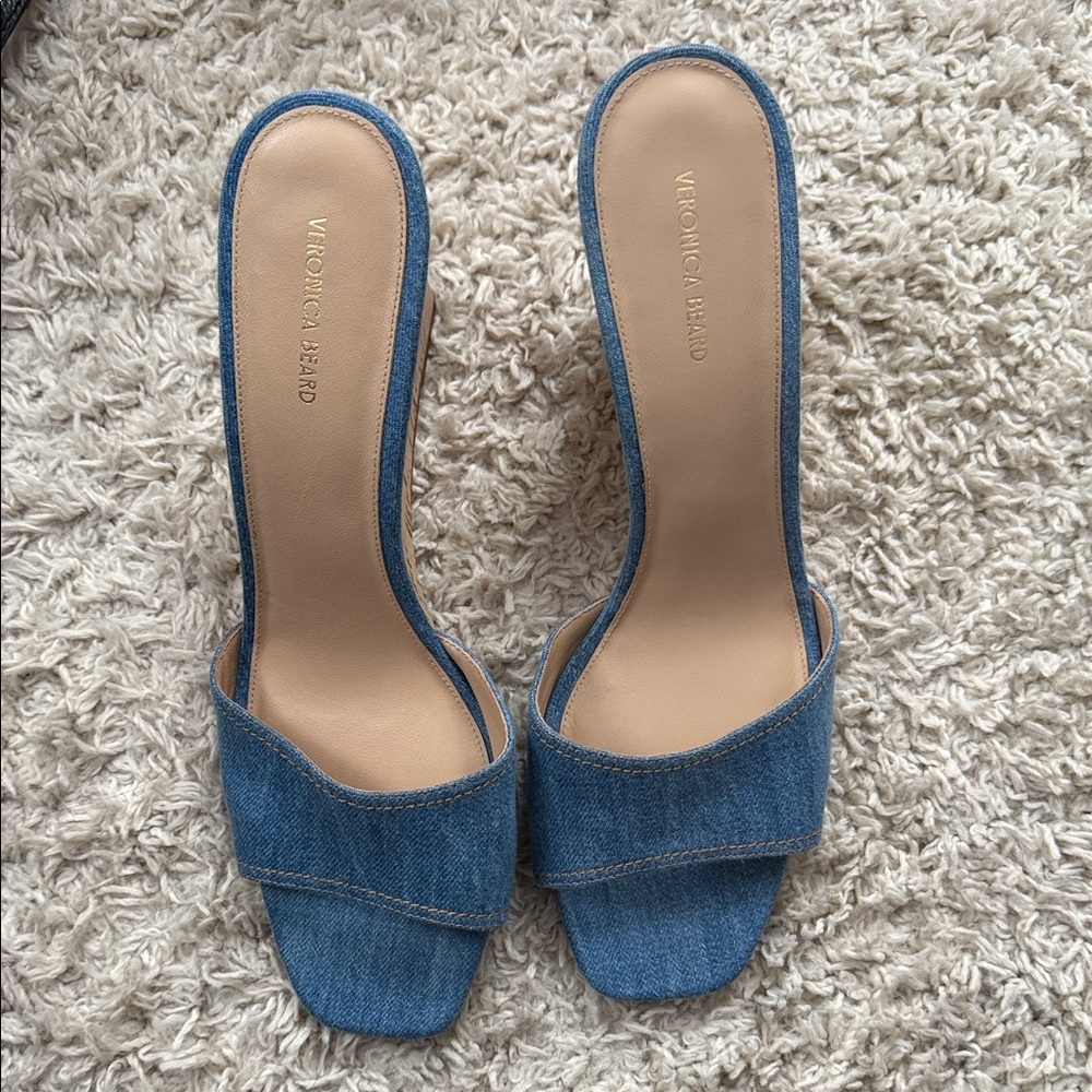 Veronica Beard Denim Blue Mules